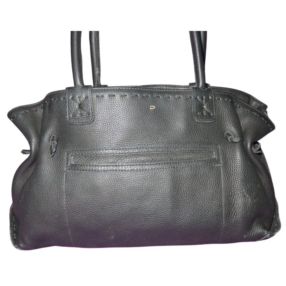Fatto a Mano by Carlos Falchi Black Leather Top Handle satchel & matching wallet